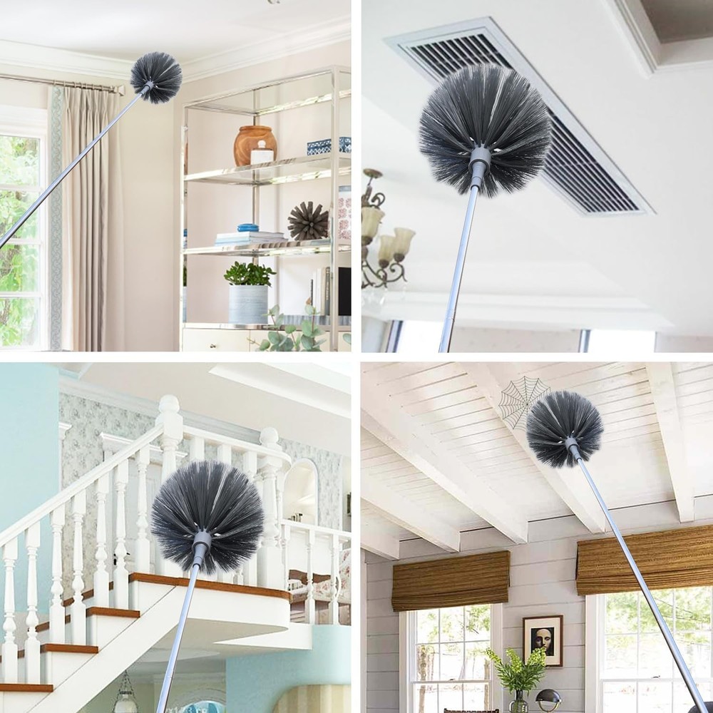 100" Microfiber Feather Dusters for Cleaning, Cobweb Duster with Extension Po...