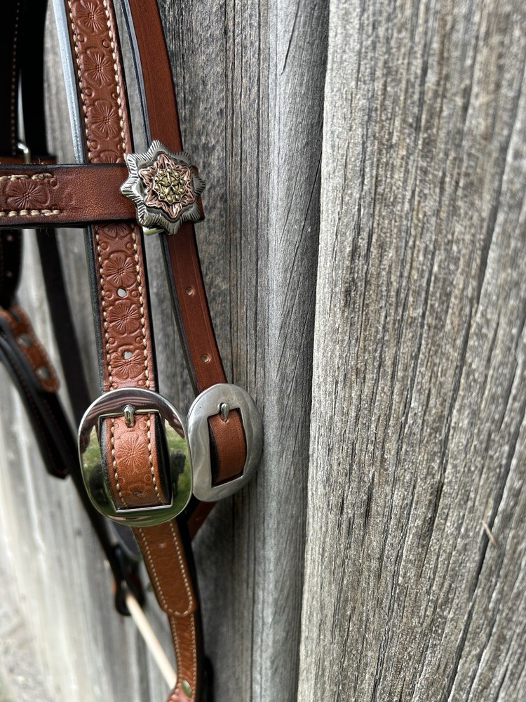 Floral Browband Headstall - Handmade