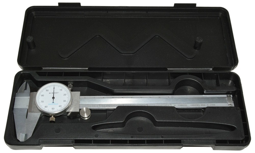 6" Utility Dial Caliper, 0.001" Resolution with Slide Lock, Includes Case