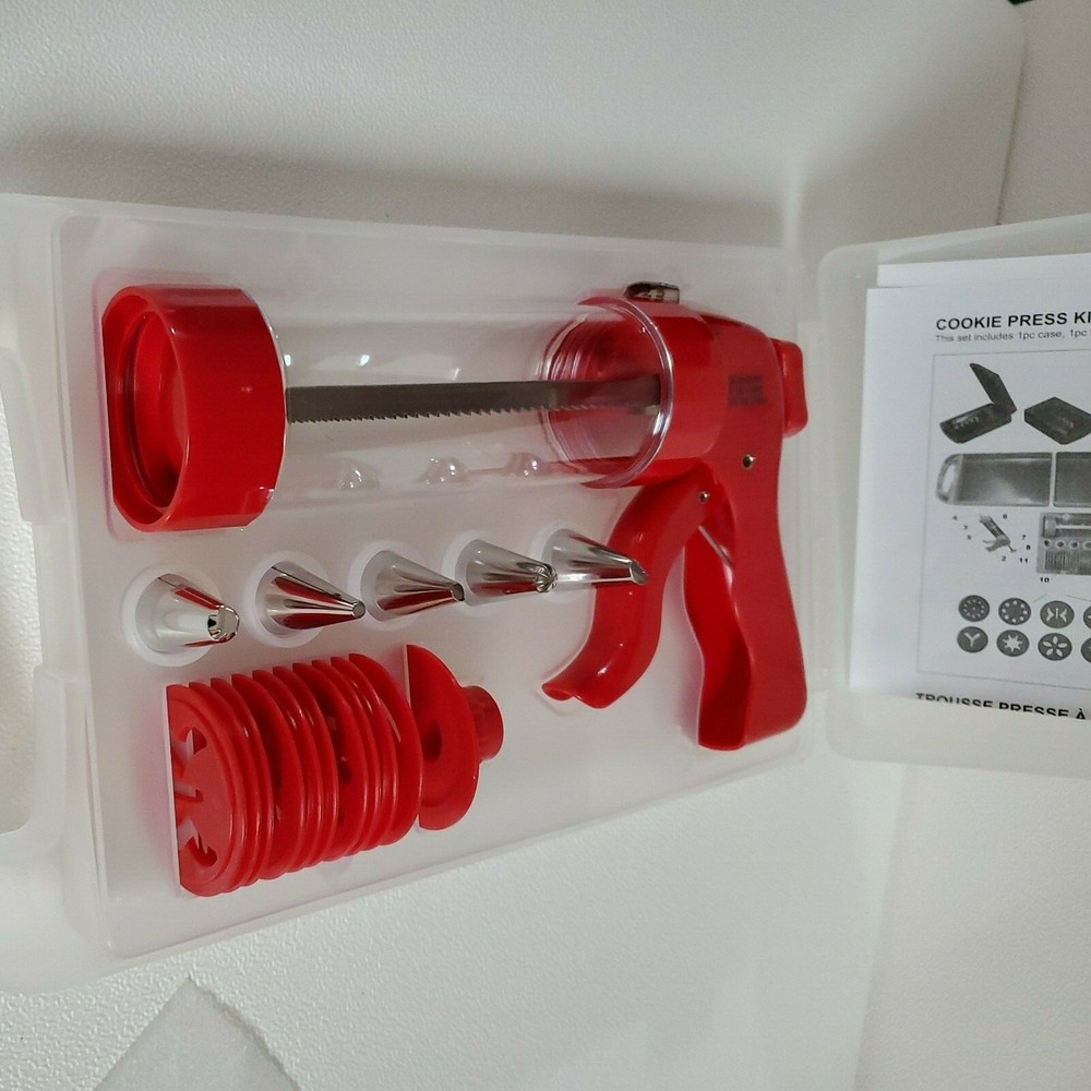 Avon Cookie Press Gun 10 Discs 5 Decorator Tips Case Instructions New OPEN BOX