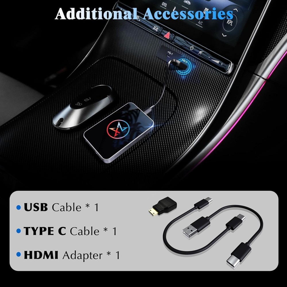 AI Box Wireless CarPlay Android Auto Adapter Plug & Play 4GB RAM + 32GB ROM