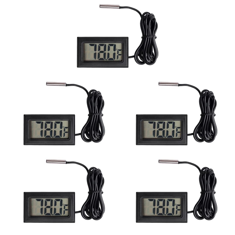 5 PCS Digital LCD Thermometer with Probe for Fridge and Water Temperature
