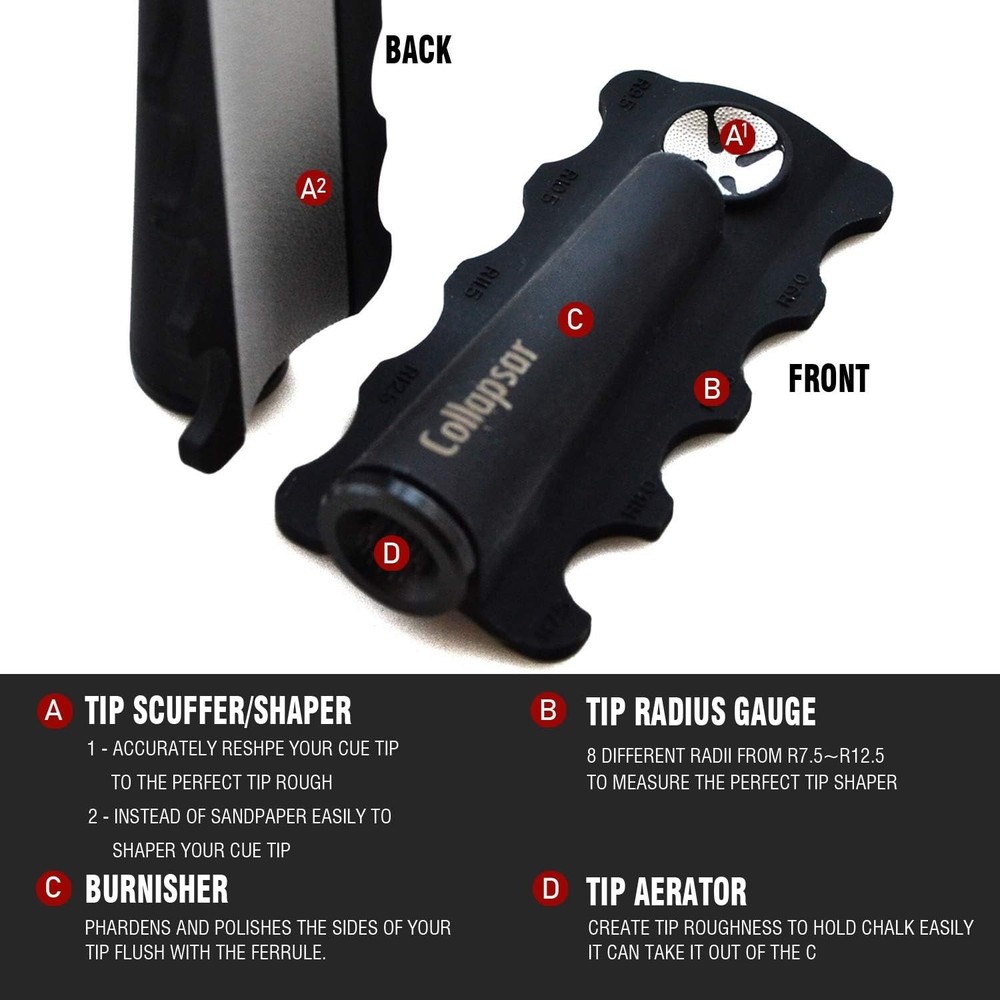 Professional Pool Cue Tip Repair Tool - Enhances Chalk Retention & Performance