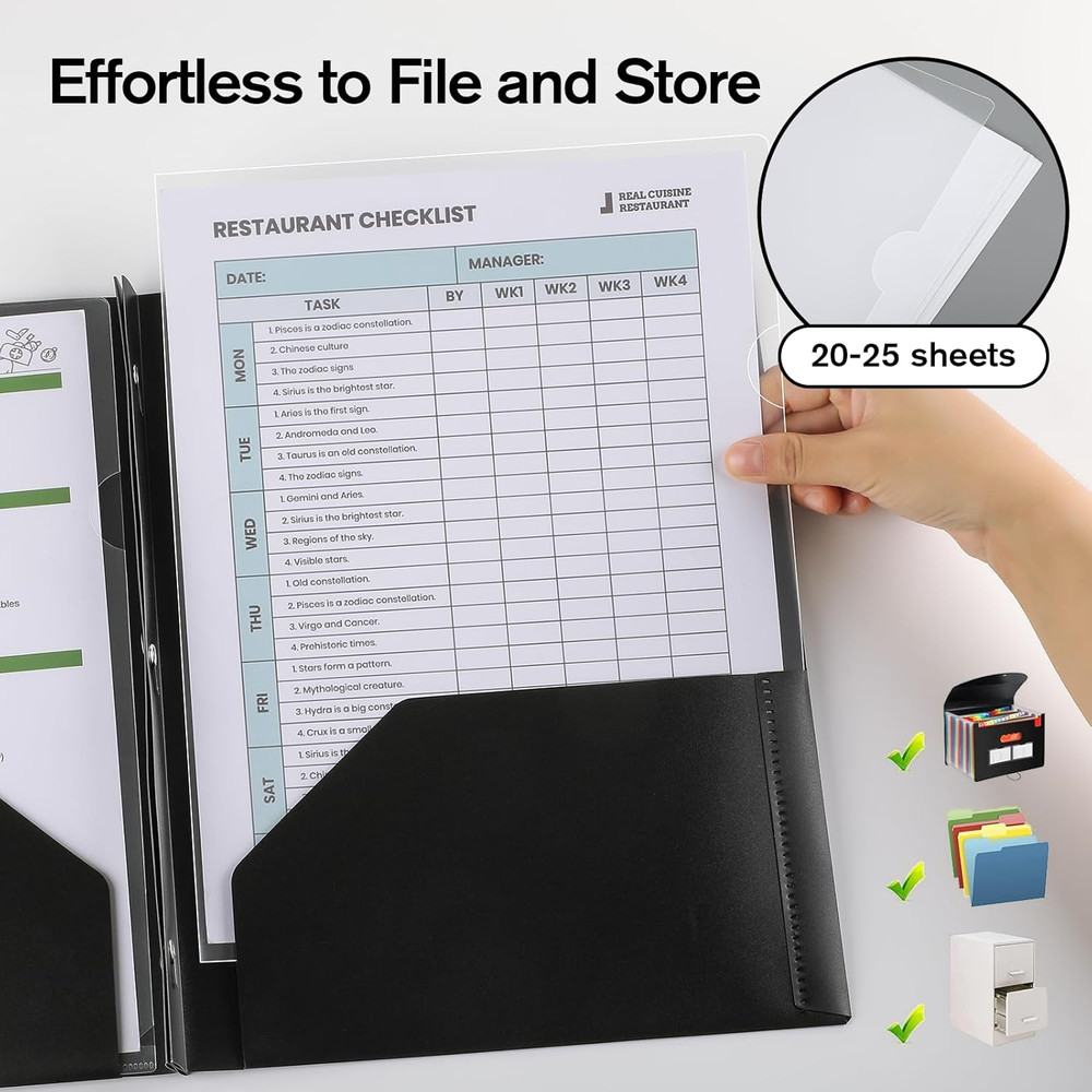Clear Folders Sleeves Plastic Documents Project Pockets 12 Pack, Fits Letter Siz