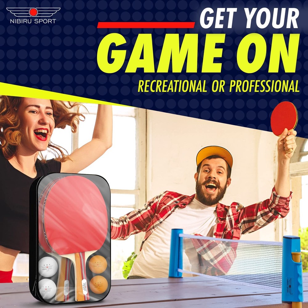 Professional Ping Pong Paddle Sets, 2 Paddle or 4 Paddle Table Tennis Set , Case