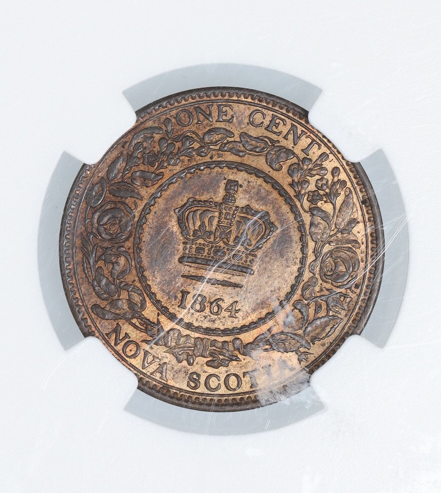 1864 Nova Scotia 1 Cent - MS 63 RB 1C