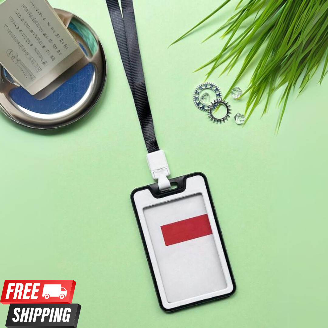 ID Badge Holder with Double-Sided Windows Hard Plastic Vertical ID Card Holder