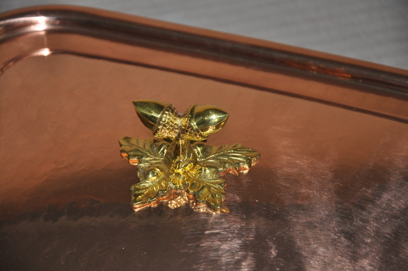 Ruffoni Historia Hammered Copper 5.5 Qt Rectangular Roasting Pan Acorn Knob