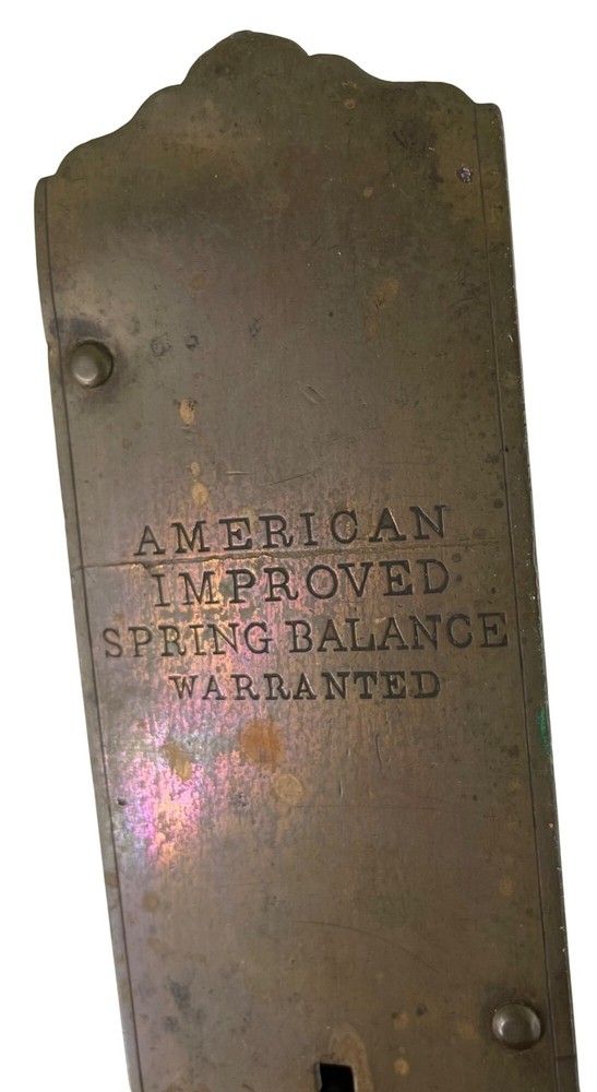 American Improved Spring Balanced Vintage Hanging Scale 25 lbs Brass