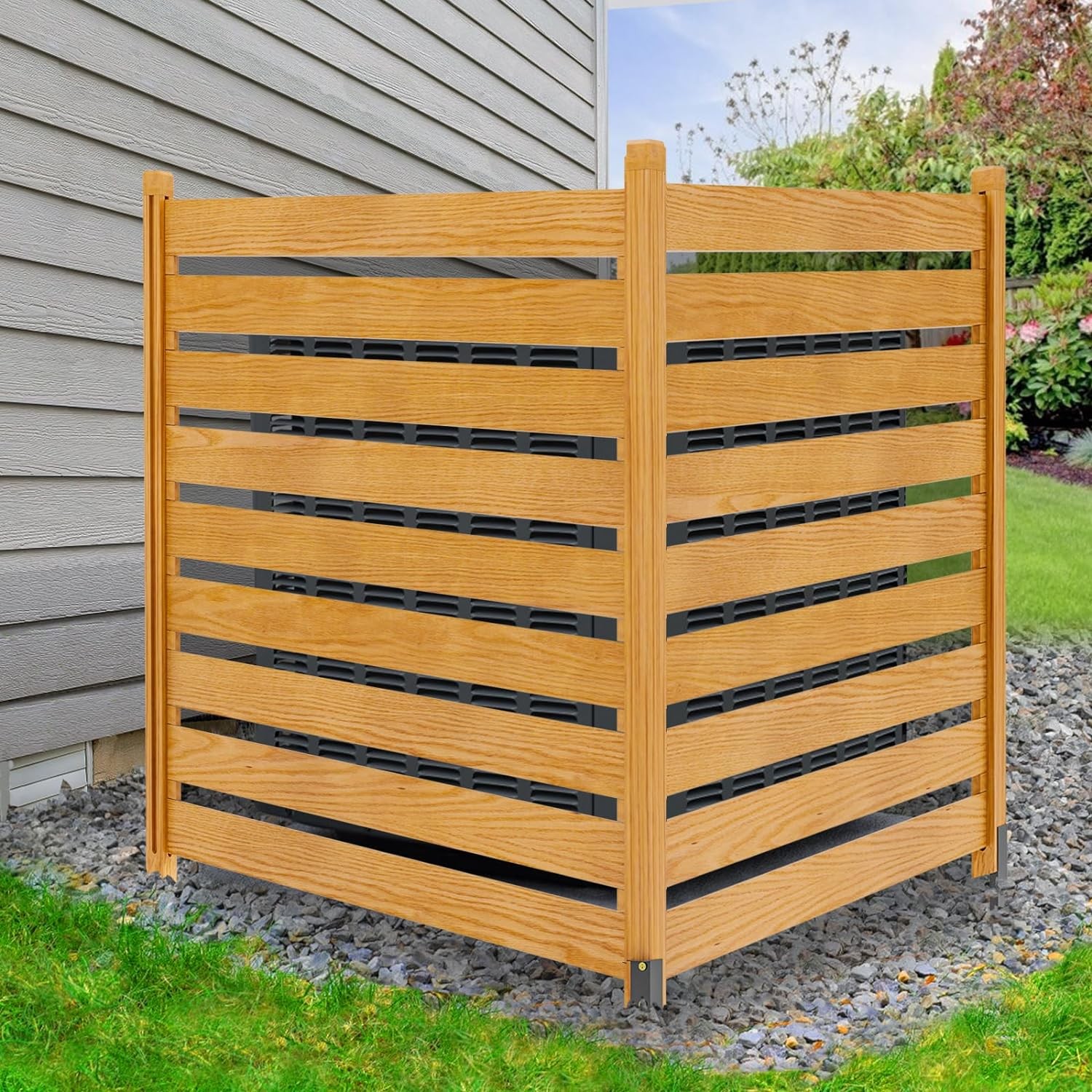 NAIZEA 2 Panel Air Conditioner Fence Wood Privacy Screens Fence Panels Outdoor