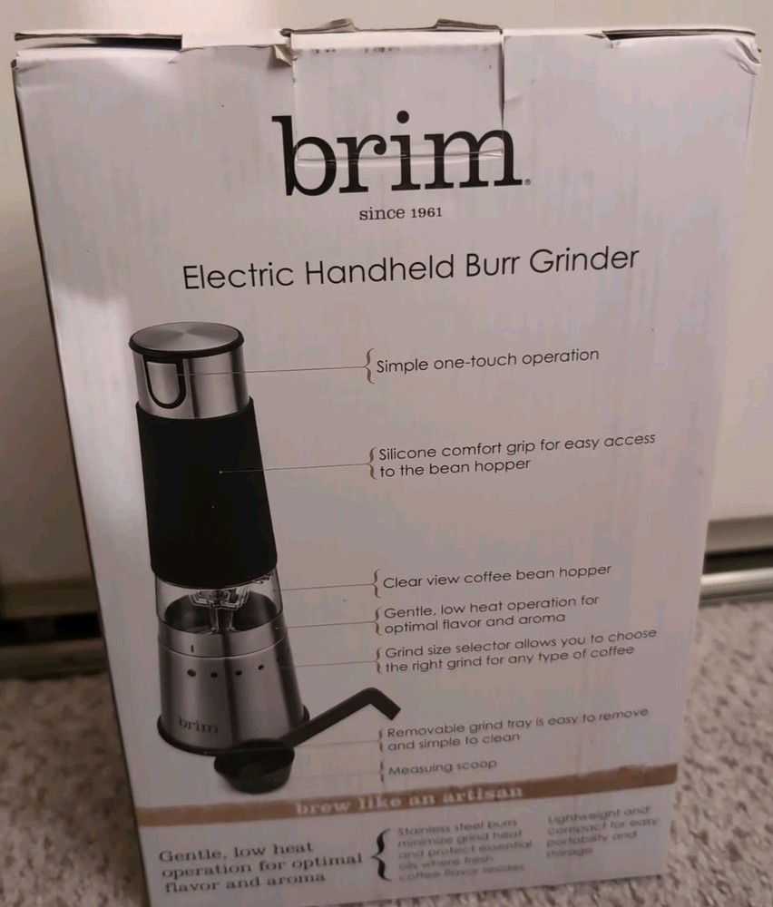 Brim Electric Handheld Burr Coffee Grinder Simple One-Touch Operation 9 Precise