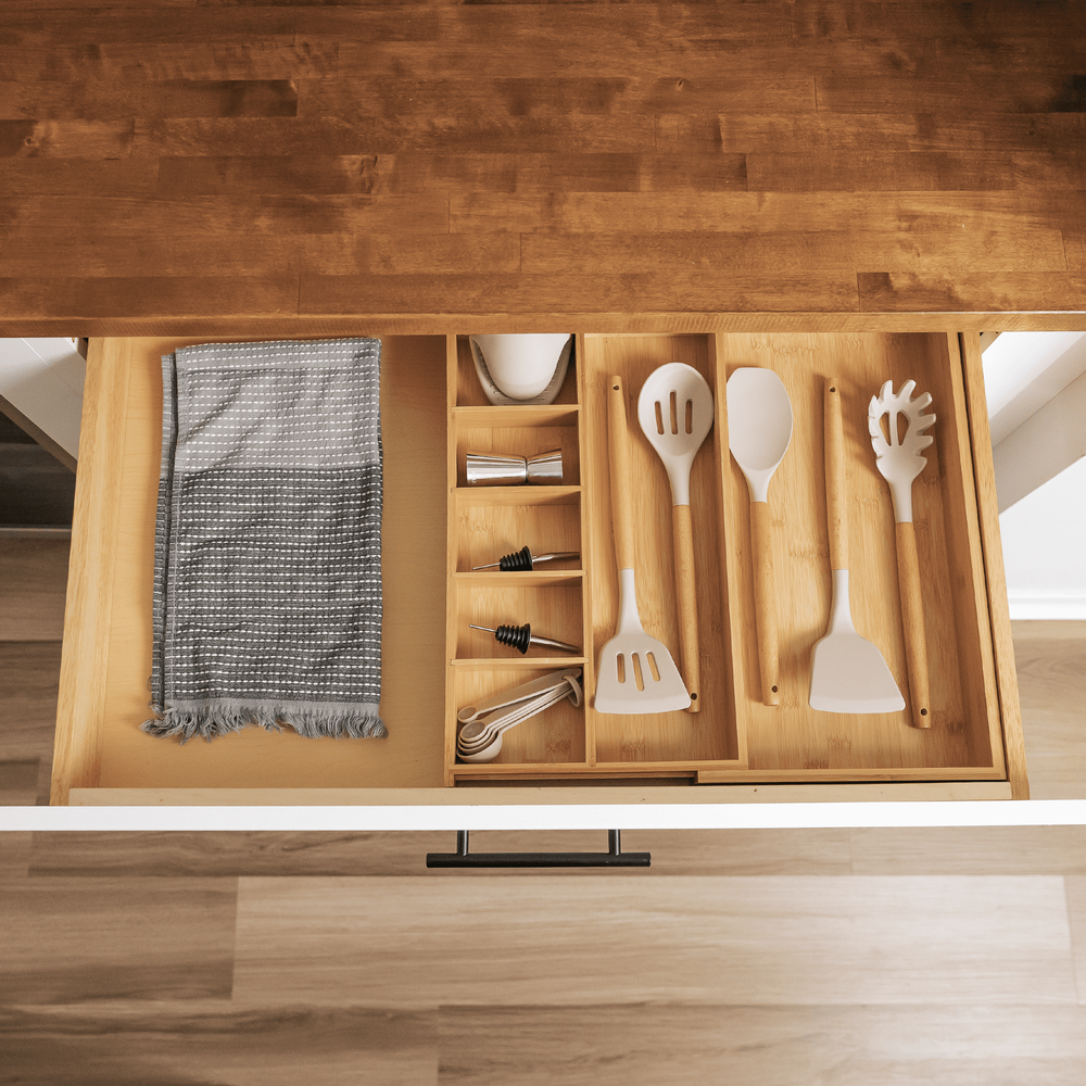 KitchenEdge Adjustable Kitchen Drawer Organizer for Utensils and Junk, 1 Large &