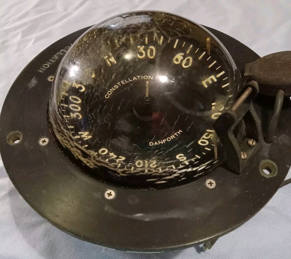 Vintage Danforth Constellation Binnacle Mount Compass - Parts Or Restore