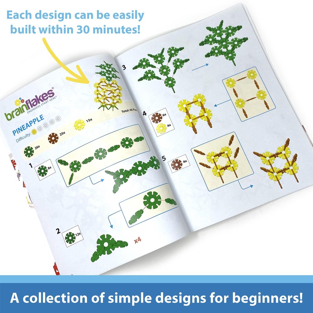 15 in 1 Brain Flakes Building Instructions For Beginners | PRINTED BOOK