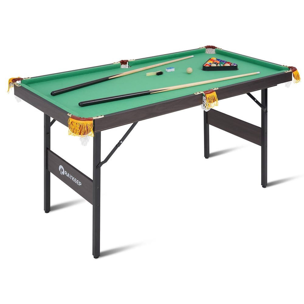 4.5Ft Folding Billiard Table Pool Table Kid Adults Mini Game Table 2 Cue Sticks
