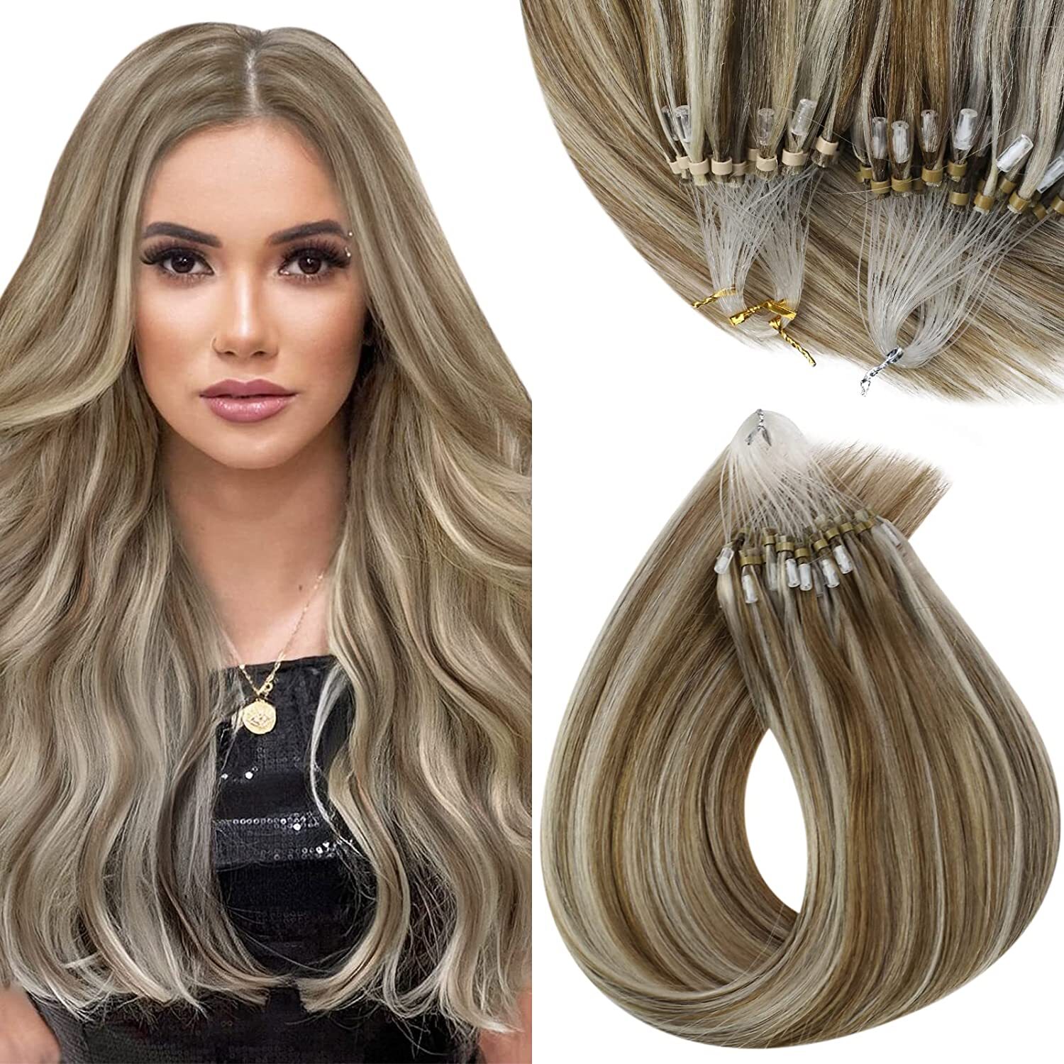 Micro Ring Link Human Hair Extensions Micro Beads Loop Tip Real Remy Thick Hair