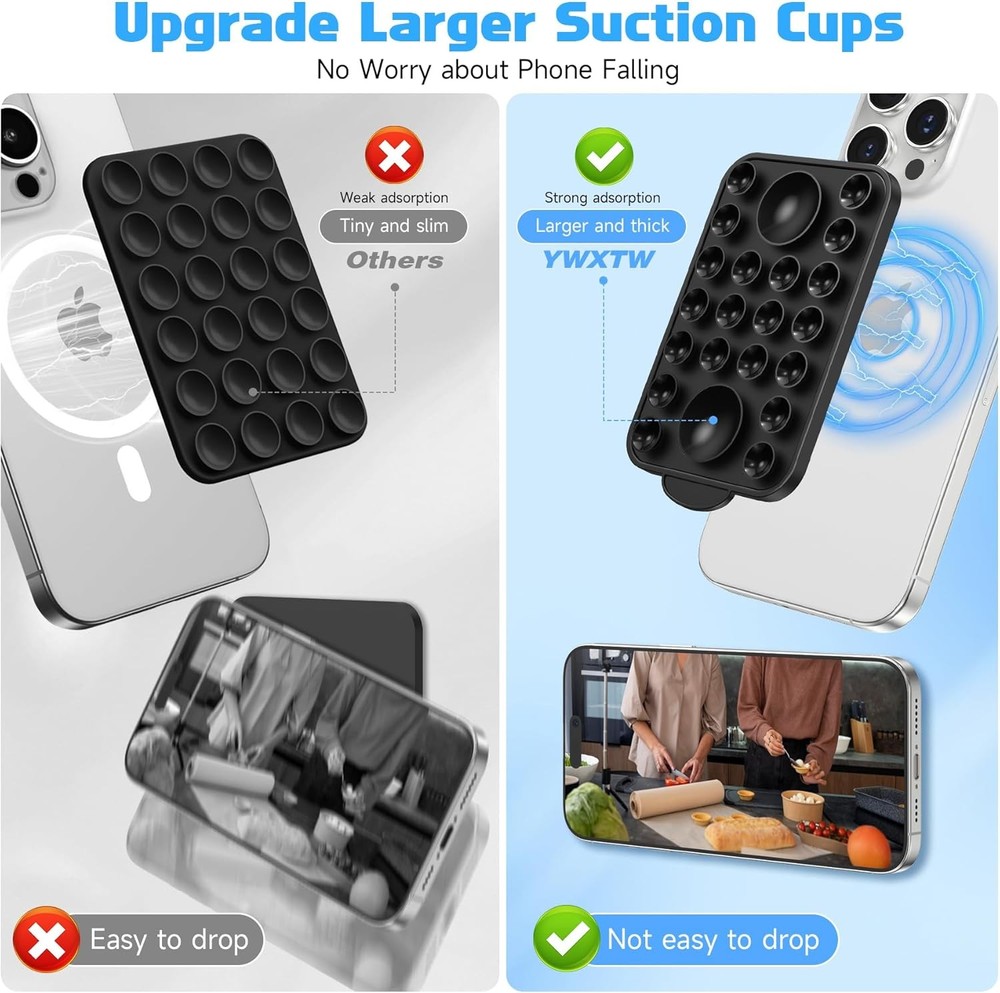 YWXTW Suction Cup for Phone iPhone Case, Durable Bulk Essential Black