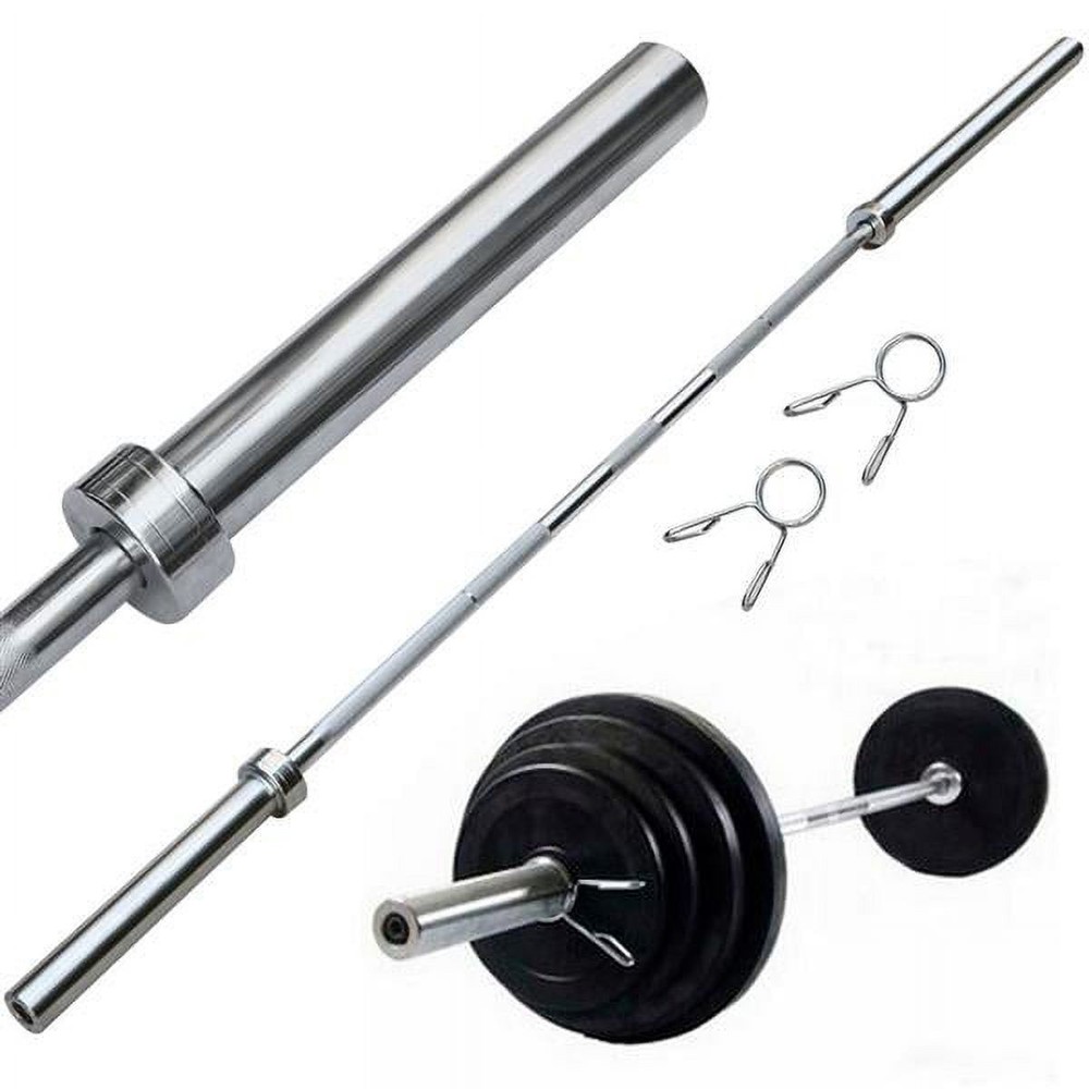 7Ft Olympic Barbell: Solid Chrome Bar for Strength Training, Weightlifting