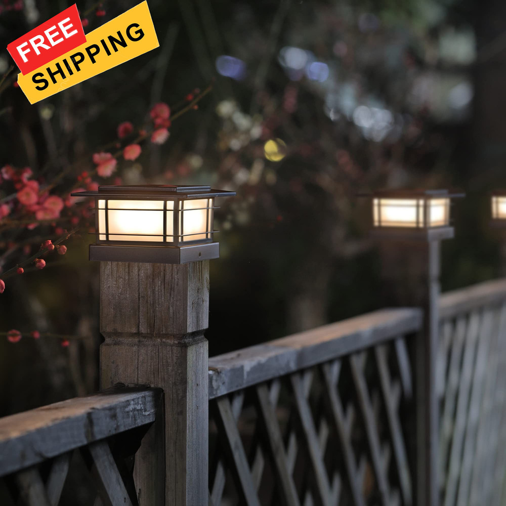 Dynaming 6 Pack Solar Post Cap Lights 6 No Flame Lights, Black
