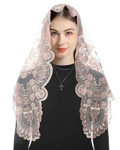 Traditional Triangular church veil - Spanish Style with Holy Grail Champagne