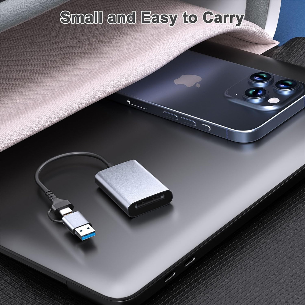 CFexpress Type A Card Reader, USB-C/USB-A 2-in-1, 10Gbps, Multi-OS Compatible