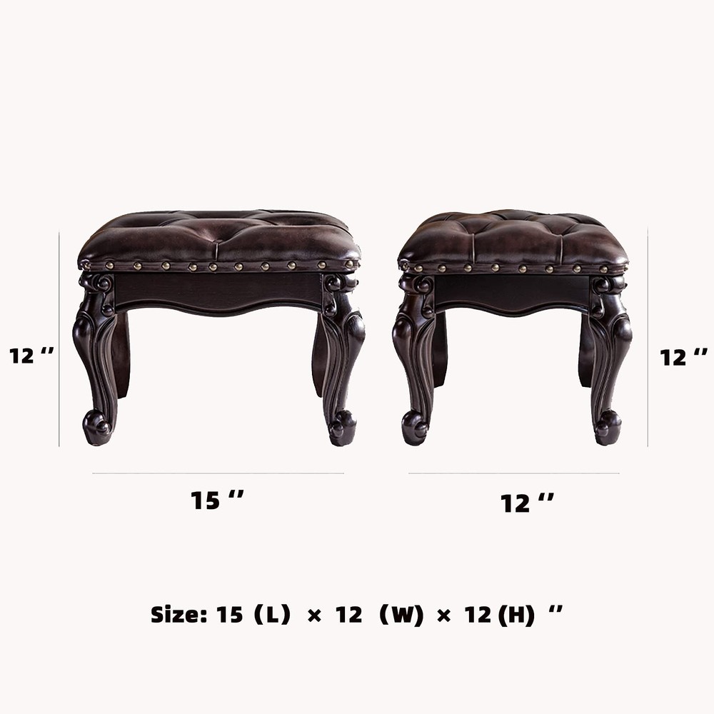 Foot Stool Ottoman Foot Rest Microfiber Leather Upholstered Footstool for Sof...