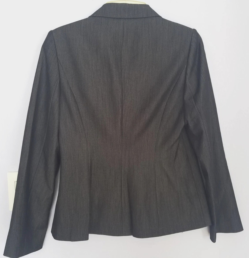 Calvin Klein Stretch Lined Snap Front Long Sleeve Grey Blazer Work Jacket Size 8