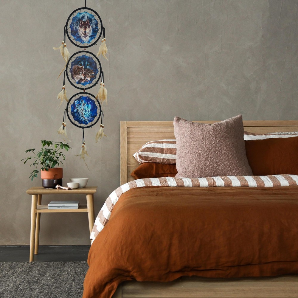 Remorelt Wolf Dream Catchers，3-Layer Circle Wall Hanging with Different Wolf ...