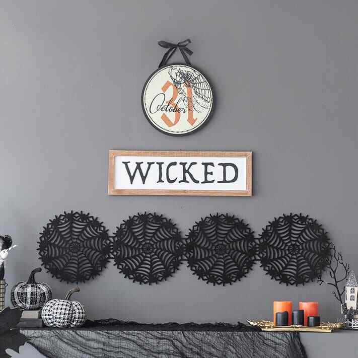 Black Felt Spider Web Table Runner