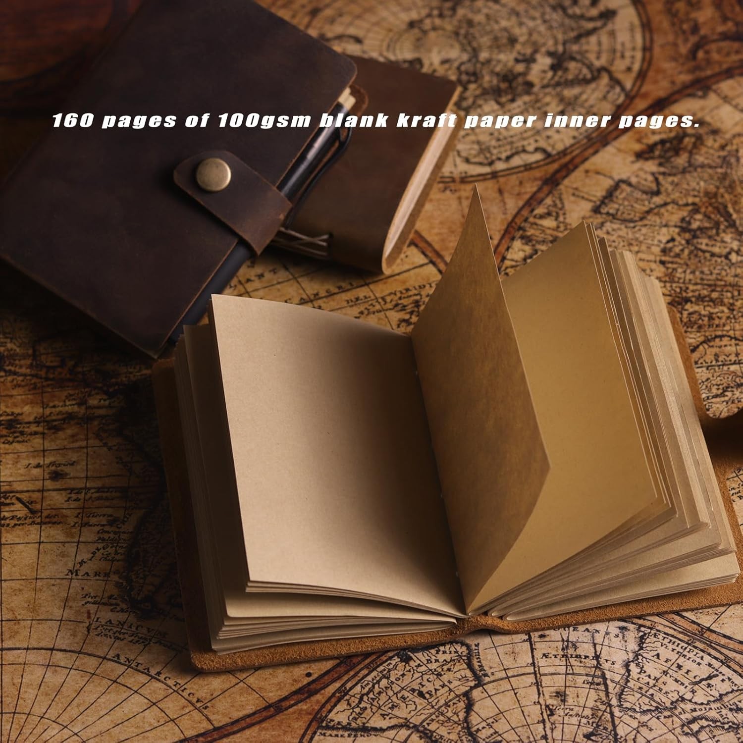 Pocket Notebook with Pen,Genuine Leather Journal Mini Notebook Small Unlined Not