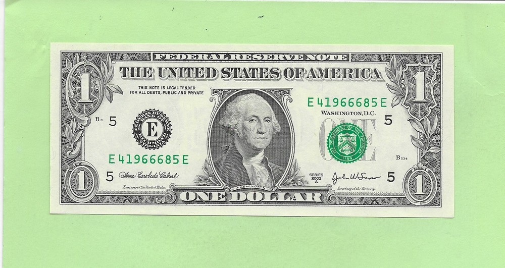 2003A ..UNCIRC $1  E 4196 6685 E  .... 2003A $1  E-E      NICE NOTE        FRN