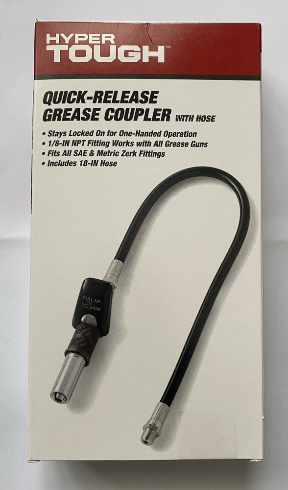 NEW HYPER TOUGH Quick Release Coupler With Hose Fits all SAE & Metric Zerk
