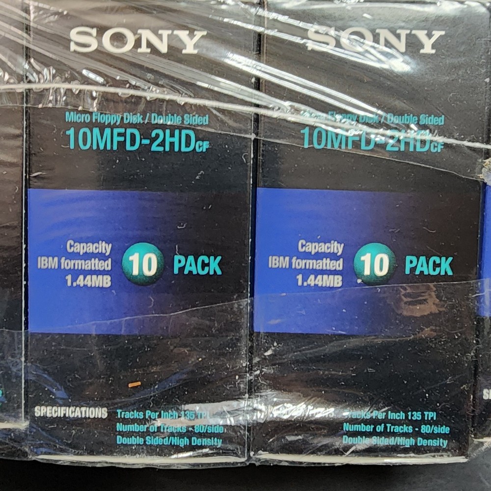 Vtg Sony 100 Pk MFD 2HD 3.5 MicroFloppy Disk NOS Retrocomputing IBM/PC Storage