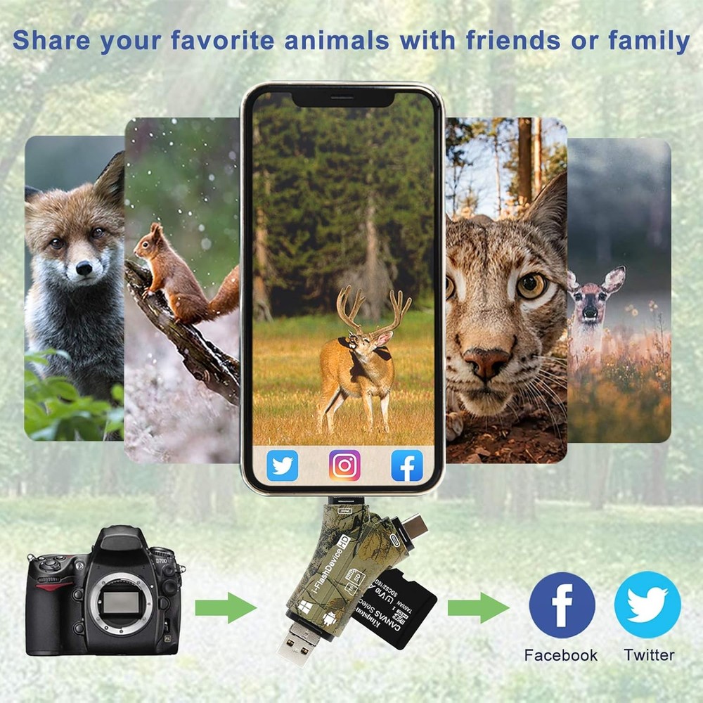 Trail Camera Viewer SD Card Reader for iPhone iPad Mac & Android, 4 in Black