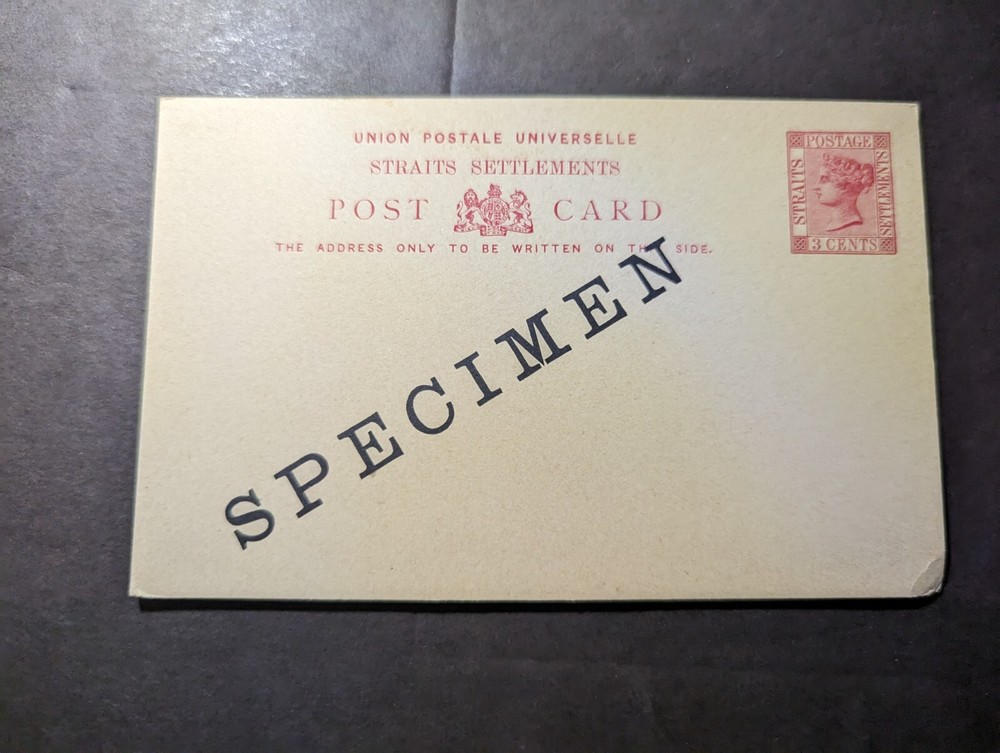 Mint British Straits Settlements Postal Stationery Postcard Specimen Overprint