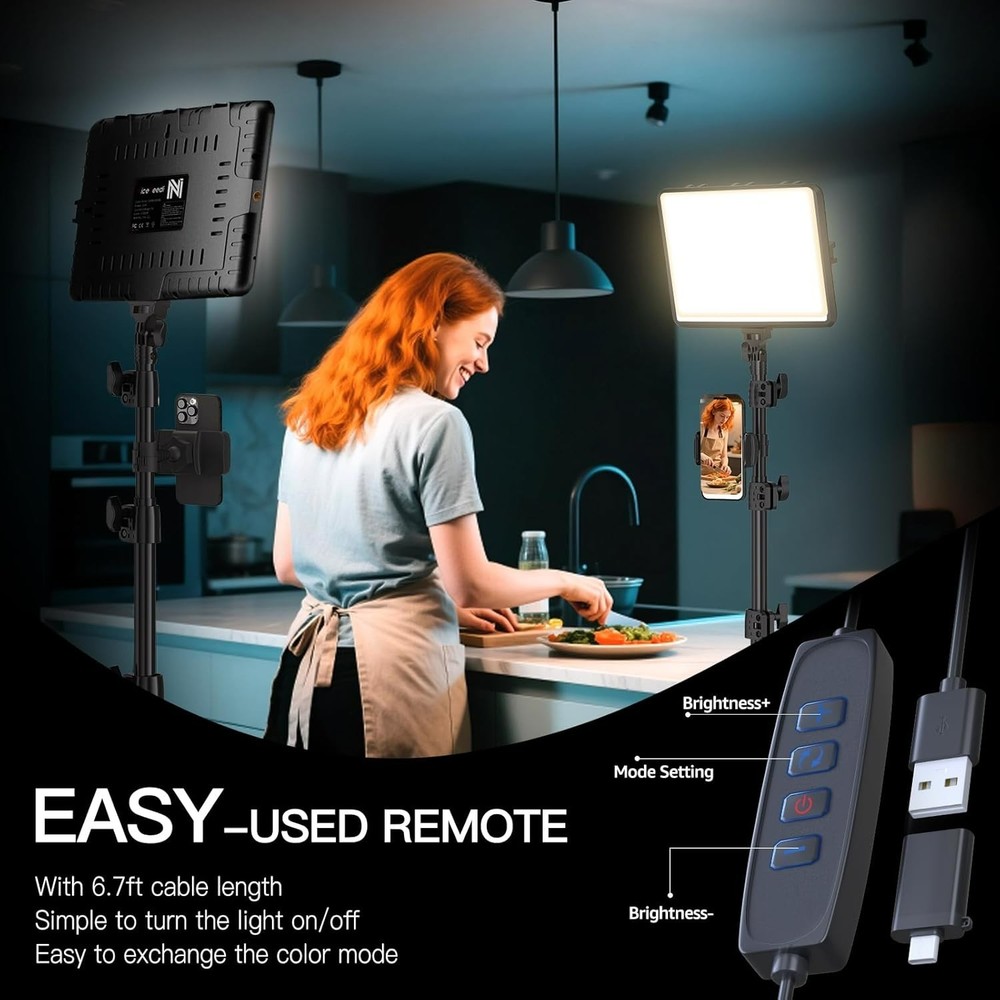 Professional 2-Pack LED Video Light Kit with Adjustable Tripods & Remote Control