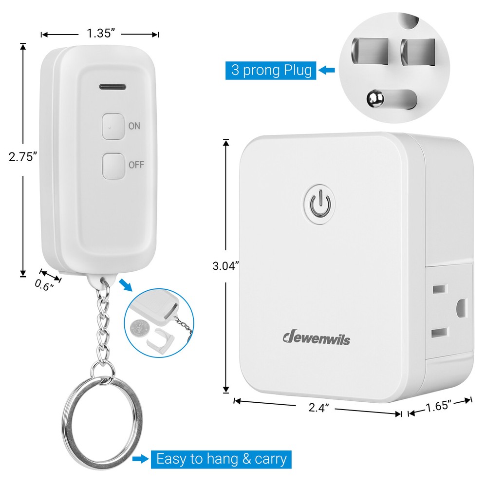 DEWENWILS Wireless Remote Control Outlet Electrical Remote Light Switch White