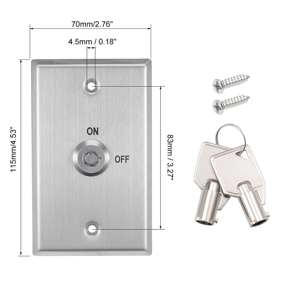 Key Switch On/Off Exit Switch Door Release SPST for Access Control with 2 Keys