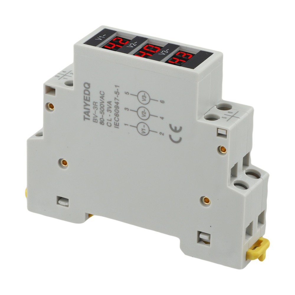 BV3R Three Phase Digital Voltmeter AC 50 500V For Din Rail Installation