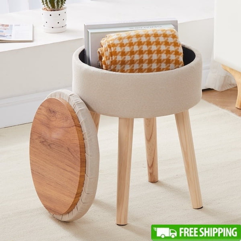 Multifunctional Ottoman Footrest Stool W/ Hidden Storage Easy Assembly New