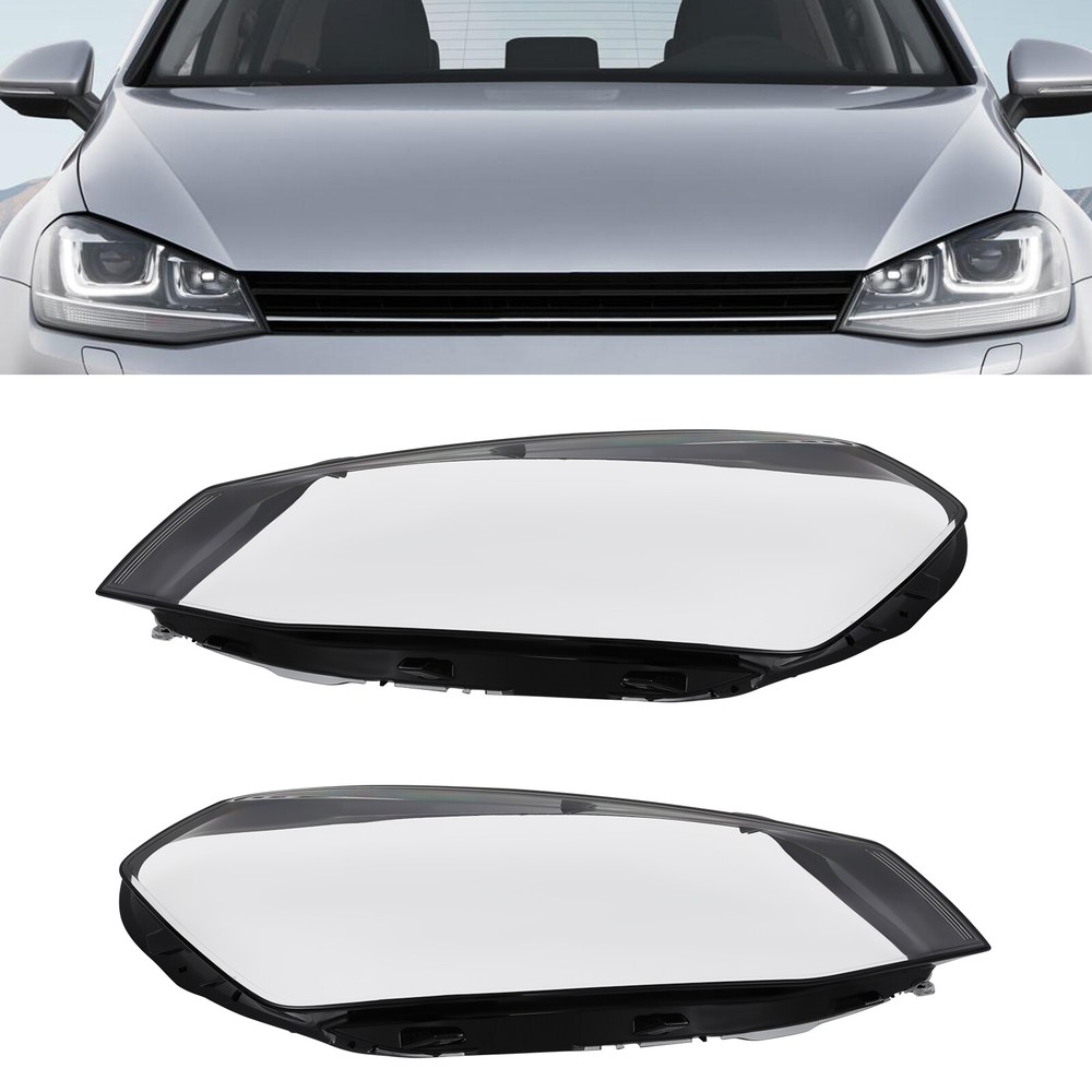 Clear Headlight Lens Covers for 2014-2017 VW Golf 7 - Durable Replacement Pair