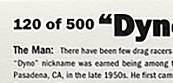 VRHTF NHRA RARE DYNO DON NICHOLSON PRO STOCK-500 LIMITED EA IS NUMBERED HAND OUT