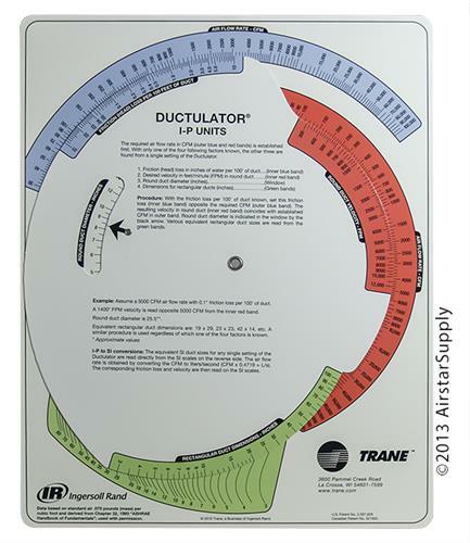 Ductulator Duct Sizing Calculator Slide Chart Graph