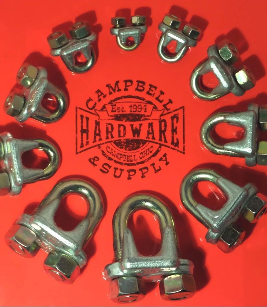 Cable Clip Drop Forged 1/4" Galvanized Wire Rope Cable Clips Rigging Quantity 10