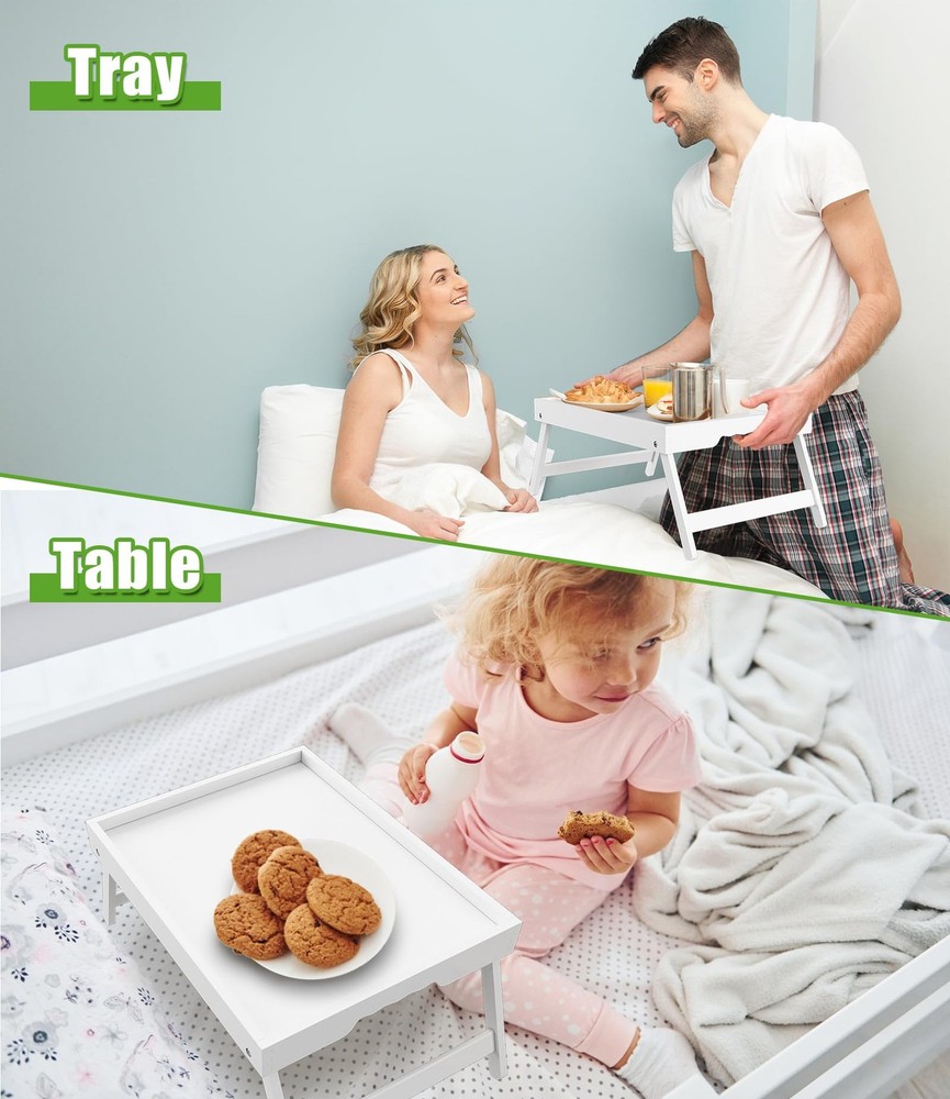 Bed Tray Table with Folding Legs, Bamboo Breakfast in Bed for Kitchen Serving...