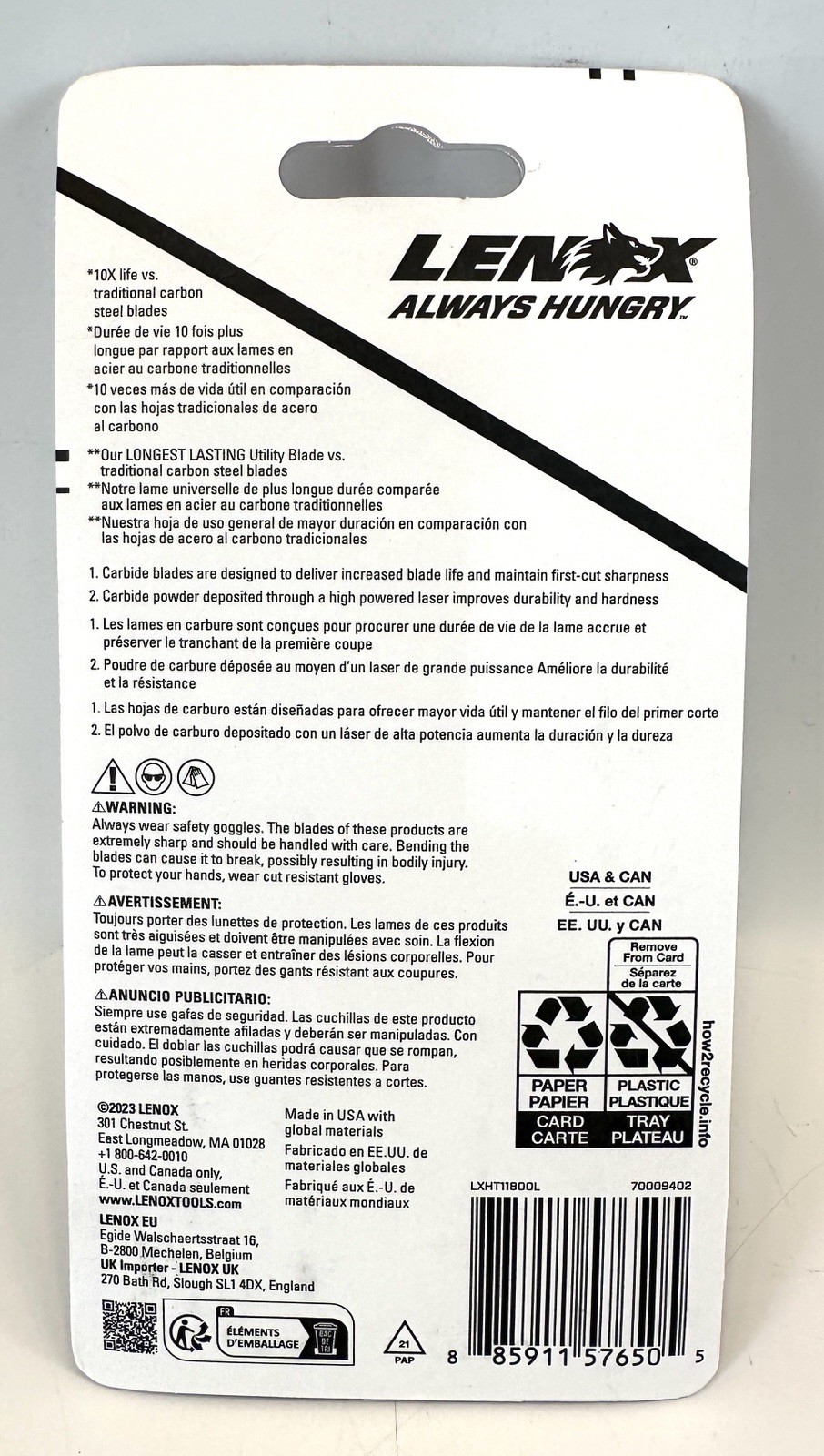 Lenox 50 Pack Carbide Utility Blade Replacement Pack Model LXHT11800L