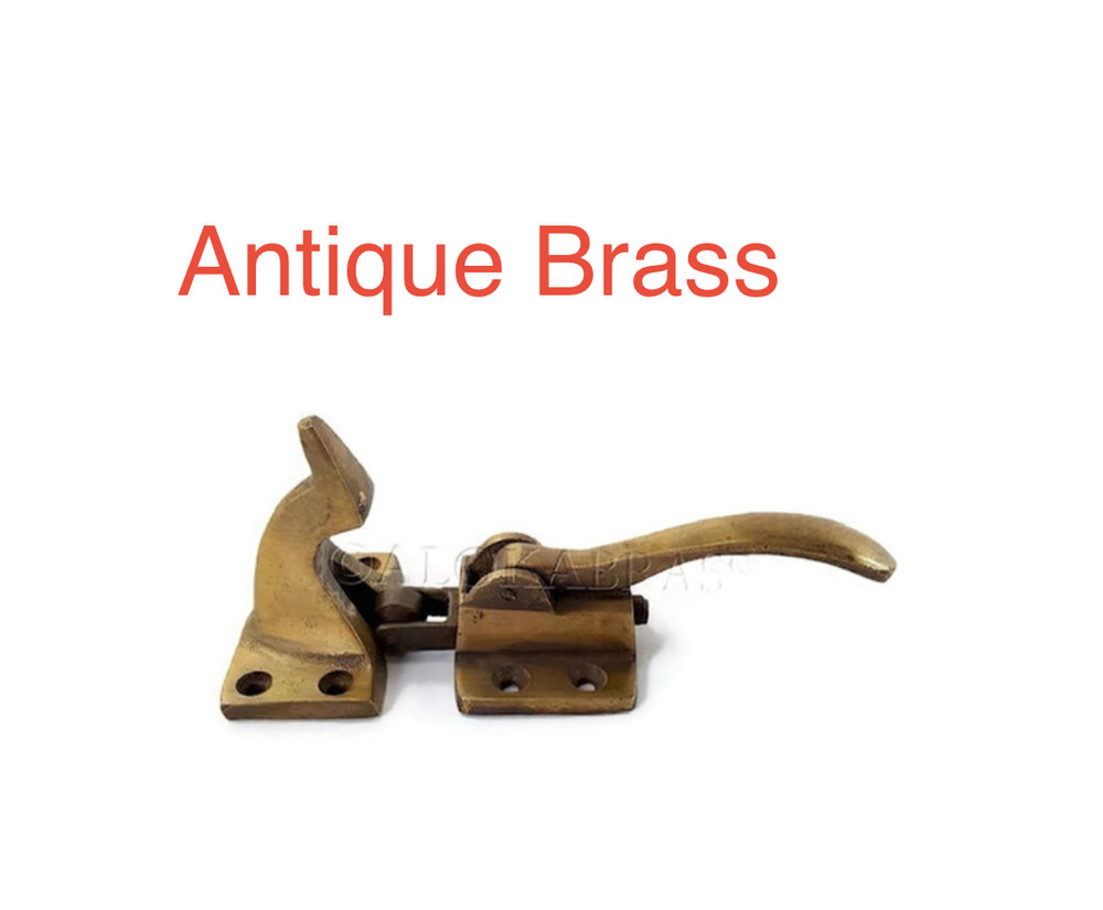 3/4" offset Solid Brass Rare 5" Ice Box Catch Lever heavy old style cast kitchen