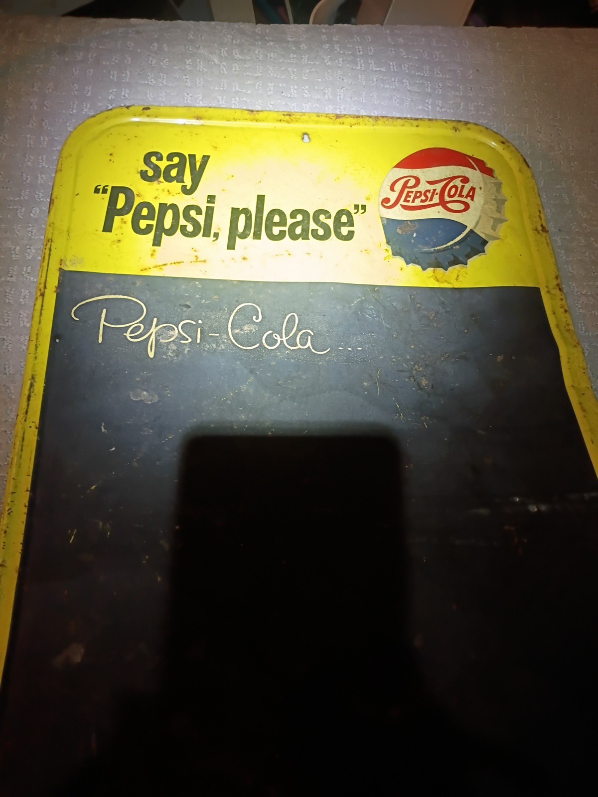 Clean SAY "PEPSI PLEASE" PEPSI COLA CHALKBOARD METAL SIGN M-167 MADE IN USA