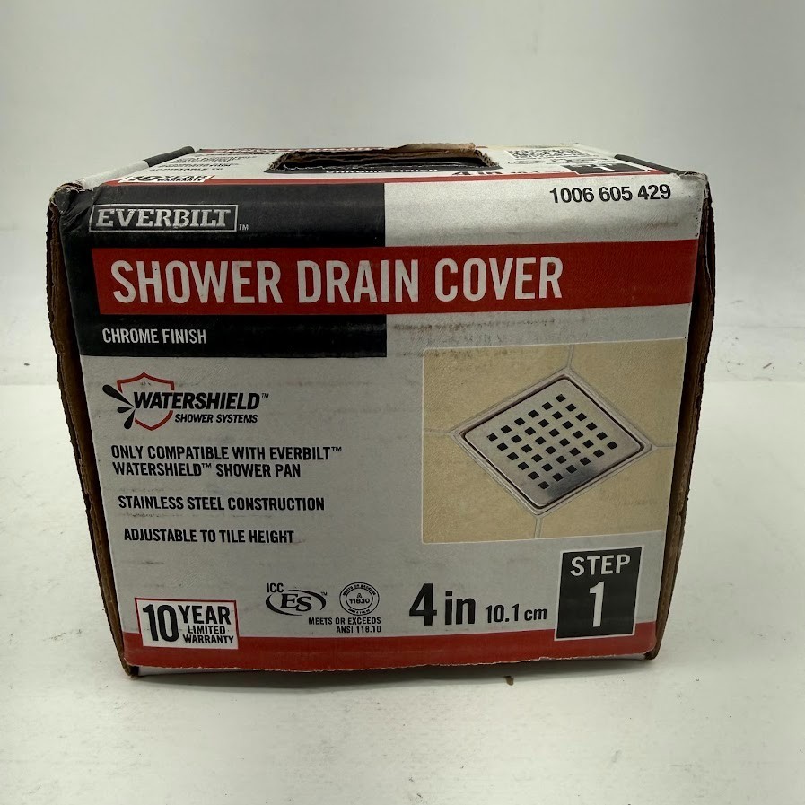 Everbilt Watershield 4 in. Chrome Square Grid Shower Drain Grate