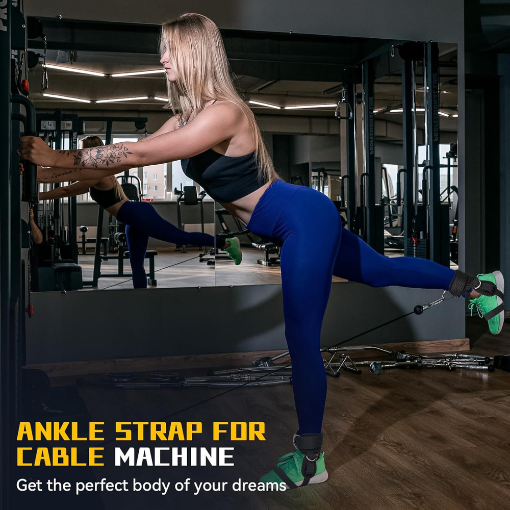 Cable Machine Ankle Straps with Steel D-Ring for Leg Workouts